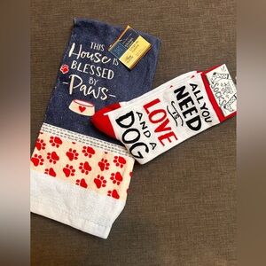 Dog lover Bundle Tea towel and socks